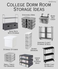 the college dorm room storage ideas are great for small spaces, but it's easy to use