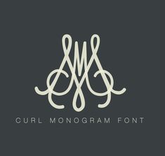 the logo for curl monogram font, which is designed in white and black on a dark background