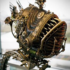 Steampunk piranha Steampunk Gadgets, Steampunk Animals, Art Steampunk, Diesel Punk, Style Steampunk, Punk Art, Angler Fish, Jules Verne