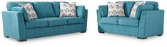 Keerwick Sofa and Loveseat in Teal from Ashley - Luna Furniture Teal Loveseat, Teal Ottoman, Queen Sofa Sleeper, Bookcase Tv Stand, Teal Sofa, Oversized Chair And Ottoman, Sofa And Loveseat, Bolster Pillows, Reclining Furniture