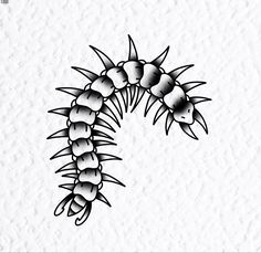 a black and white drawing of a pine cone with spikes on it's end