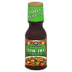 a bottle of stir fry sauce on a white background