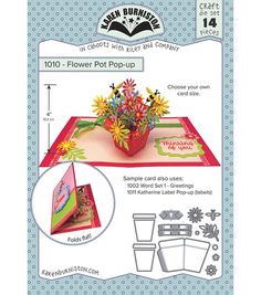 a flower pot pop up card with flowers in the center and instructions to make it