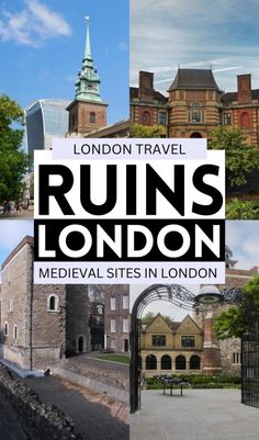 the london travel guide is shown in three different pictures, including an old building and a clock tower