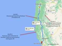 a map showing the route from point e to point d