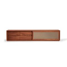 the sideboard is made out of wood and has two drawers