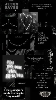 black and white collage with text that reads, you are more than beautiful if the stars were made to worship