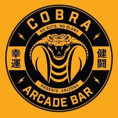 cobra bar logo with chinese characters on the front and back side, in black and yellow