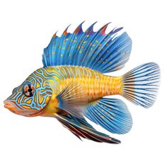 Multicolored aquarium fish on a transparent background, side view. The Chameleonfish, an blue and yellow saltwater royalty free stock photography Side View Photography, Fish Side View, Colourful Fish, Saltwater Aquarium Fish, View Photography, Watercolor Fish, Saltwater Aquarium, Clown Fish, Colorful Fish