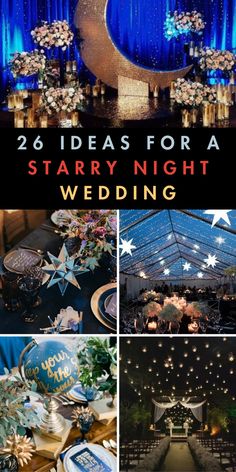 starry night wedding with stars and moon decorations