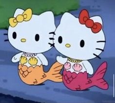 hello kitty and her friends are in the water