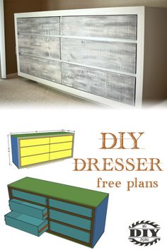 the diy dresser is made out of wood and has drawers