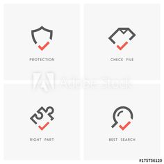 four different logos for security and protection