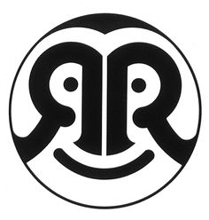 a black and white logo with the letter r in it's center, surrounded by smaller letters