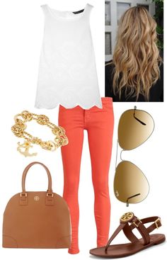 Casual and cute Color Top Outfit, Color Spring Outfits, Womens Fasion, Orange Pants, Coachella Outfit, Bohol, Top Outfit, Cute Preppy Outfits, Spring Fashion Outfits