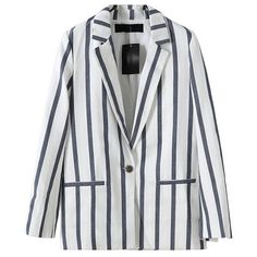 Black White Vertical Stripes Single Button Blazer (165 HRK) ❤ liked on Polyvore featuring outerwear, jackets, blazers, chaquetas, black and white blazer, black white jacket, white and black jacket, white and black blazer and black and white jacket Stripe Blazer, Black White Blazer, Black And White Jacket, Blazer White, Womens Suits Business, Ladies Blazer, Long Sleeve Jacket, 2014 Fashion, Striped Blazer