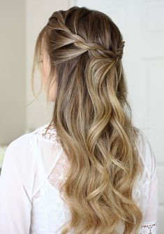 Braidmades Hairstyles, Long Straight Hair Bridesmaid Styles, Sides Up Hairstyles Simple, After Party Hairstyles, Braided Down Hairstyles Simple, Formal Braided Hairstyles, Side Twist Hair, Rope Braided Hairstyle, Brunette Ombre