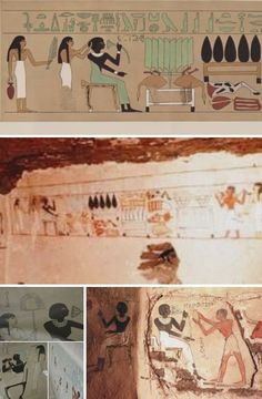 egyptian paintings and drawings on the walls of an ancient building