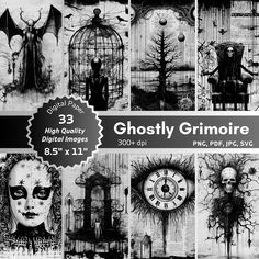 ghosty grimoire digital collages for photoshopped and ink - on paper