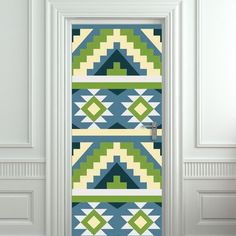 an open door with a colorful pattern on it