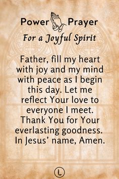 an old paper with the words prayer for a joyful spirit