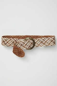 Forever cool and classic, this timeless waist belt is featured in a staple woven fabrication with head-turning circular buckle at center for an added special touch. | Ocean Side Waist Belt by Free People in Tan, Size: S/M Chic Woven Belts For Beach, Chic Woven Belt For Beach, Chic Woven Belts For The Beach, Beige Woven Belts For Spring, Spring Beige Woven Belt, Adjustable Woven Beige Belt, Casual Woven Belts For Spring, Casual Brown Woven Belt, Adjustable Woven Belt For Summer