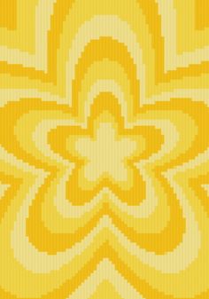 an abstract yellow and white pattern with wavy lines in the center, as well as a flower