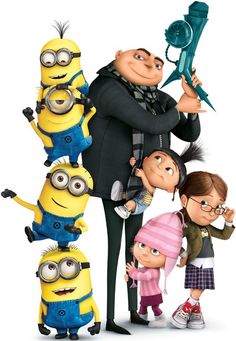 the movie poster for despicable me with minion and other characters in front