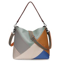 PRICES MAY VARY. Unique: This shoulder bag is featured with multicolored patchwork. Thus, the color assortment is RANDOM on every single bag, making you chic and never dress alike. Quality: Made of Soft Genuine Leather with great touch, featuring heavy-duty hardware and durable fabric lining, classy and practical for everyday use. Versatile: This handbag comes with 1 handle strap (leather) and 1 removable shoulder strap (leather & canvas). You can comfortably carry it as a tote handbag or a cros Practical Purses Handbags, Hobo Purses And Handbags, Cheap Summer Shoulder Bag With Leather Handles, Cheap Playful Shoulder Bag For Women, Trendy Faux Leather Shoulder Bag For Fashion Statement, Cheap Crossbody Hobo Bag With Leather Handles, Cheap Multicolor Bags For Personal Use, Cheap Multicolor Bags For Fall, Affordable Multicolor Hobo Bag With Multiple Compartments