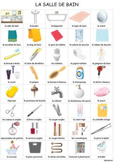 a poster showing the different types of bathroom items in french and english, with instructions to use