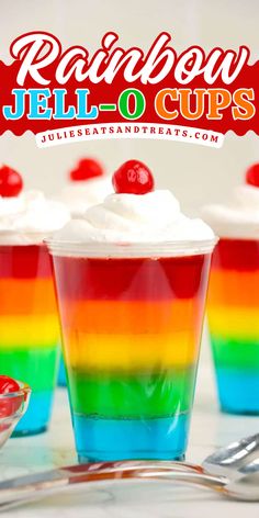 Delicious Rainbow Jell-O Cups are so fun for kids to eat on St. Patrick’s Day, for a rainbow themed party, during the summer or just because! Learn how to make these jello cups with layers for a special treat. Kids Jello Cups, Fun Jello Ideas, Kids Jello Ideas, Jello Party Ideas, Fun Jello Recipes, Layered Jello Cups, Fun Jello Ideas For Kids, Individual Jello Desserts, Jello Ideas Desserts