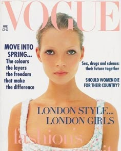 a magazine cover with a woman wearing a white dress