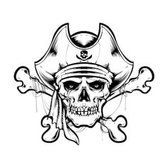 a pirate skull with a bandana and crossbones on it's head