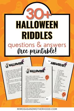 halloween riddles and answers for kids to practice the word's in this printable game