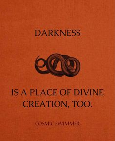 an orange book with the title darkness is a place of divine creation, too comic swimmer