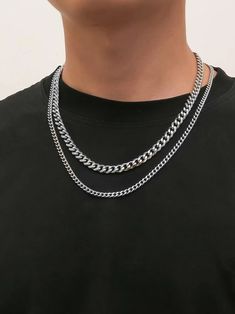 Free Returns ✓ Free Shipping✓. Fashionable and Popular 2pcs Men Minimalist Chain Necklace, Stainless Steel Jewelry for Jewelry Gift and for a Stylish Look- Men Necklace Sets at SHEIN. Minimalist Chain, Hip Hop Chains, Boys Jewelry, Stainless Steel Chain Necklace, Mens Chain Necklace, Mens Jewelry Necklace, Necklace Sets, Trendy Accessories, Chains For Men