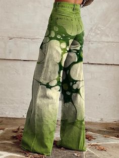 Western Style Pants-2 Unique Sewing Patterns, Water Pattern, Xmas Dress, Printed Long Skirt, Green Gradient, Water Patterns, Casual Wide Leg Pants