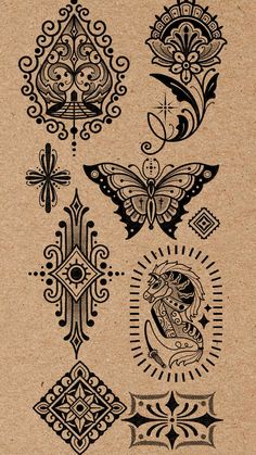 an old fashioned tattoo design with different designs