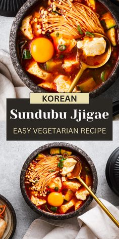 korean sundrub jigare recipe in a bowl with chopsticks on the side