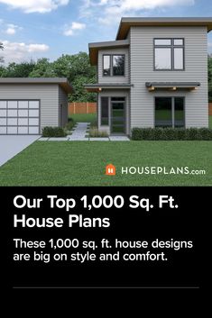 an advertisement for a house plan with the words our top 100 sq ft house plans