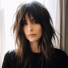 43 Stunning Curtain Bangs with Layers Hairstyle Ideas Textured Wolf Cut, Wolf Cut For Long Hair, Haircut Ideas For Long Hair, Botanisches Tattoo, Curtain Bangs With Layers, One Length Haircuts, Bangs With Layers, Ideas For Long Hair, Hear Style