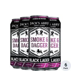 three cans of black jack's aleger beer on a white background with the same label