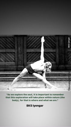 a woman doing yoga on the ground with her arms in the air and an inspirational quote above