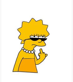 the simpsons sticker is wearing sunglasses and making a hand gesture with his fingers in front of him