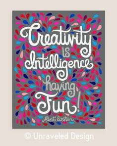 a quote that reads creativity is challenge having fun with colorful leaves on the bottom and bottom