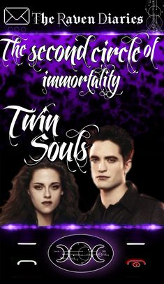 the poster for twilight saga, which features two young people in front of a purple background