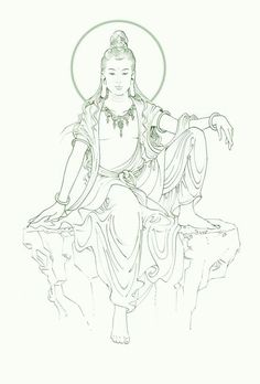 a drawing of person sitting on a rock