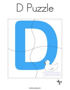 the letter d puzzle with a duck on it's back and an arrow in the middle