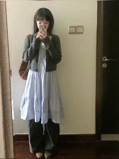 Long Dress With Jeans Outfit, Dress Layered With Jeans, Long Dress Over Jeans, Modest Layered Outfits, Dress On Top Of Jeans, Knock Knees Fashion Outfits, Long Dress With Jeans, Layered Dress Outfit Winter