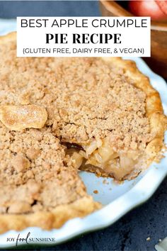 the best apple crumble pie recipe gluten free, dairy free and vegan